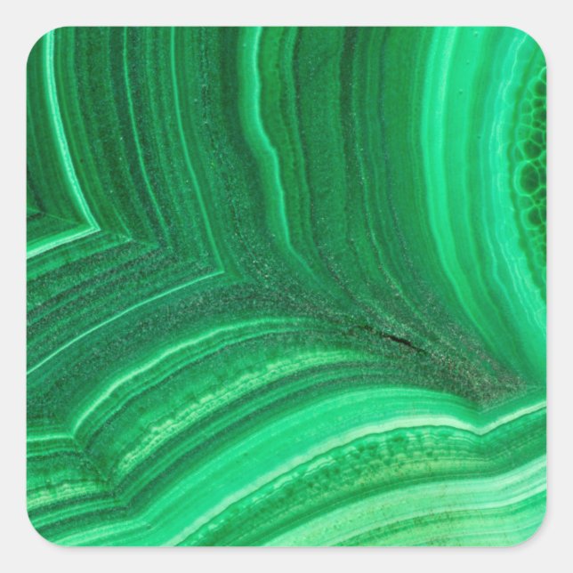 Bright green Malachite Mineral Square Sticker (Front)