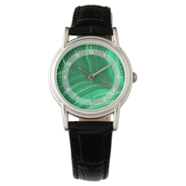 Bright green Malachite Mineral Watch (Front)