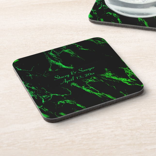 Bright Green Marble  Beverage Coaster (Left Side)