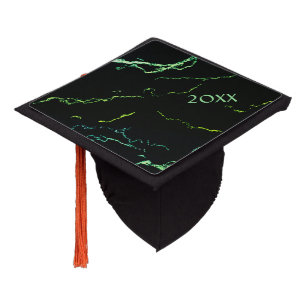 Bright Green Marble Year Graduation Cap Topper