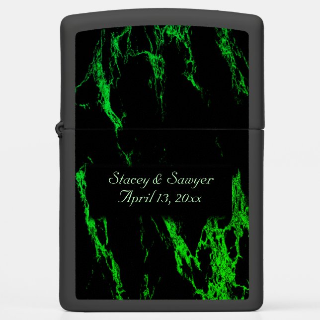 Bright Green Marble  Zippo Lighter (Front)