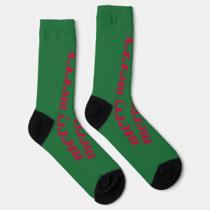 Bright Green Merry Christmas Socks Festive
