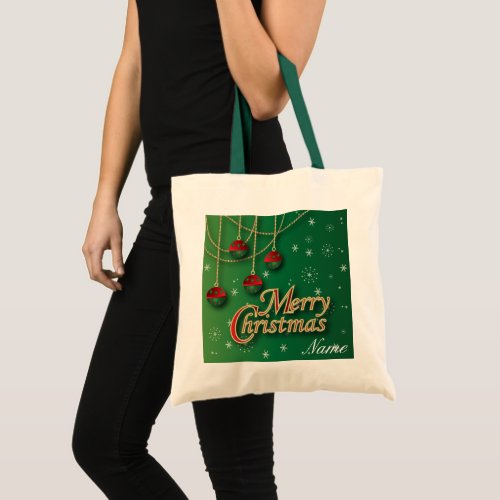 Bright Green Merry Christmas Tote Bag