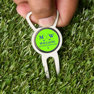 Bright Green Monogram (golfer name & initials) Divot Tool