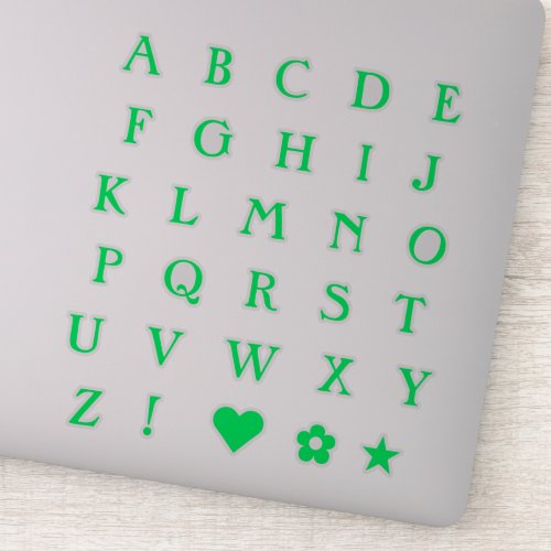 Bright Green Monogram Text Letters Alphabet Sticke Sticker