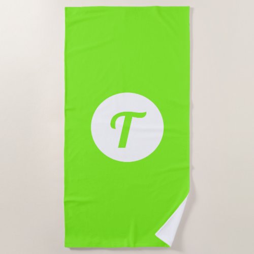 Bright Green Monogrammed Beach Towel