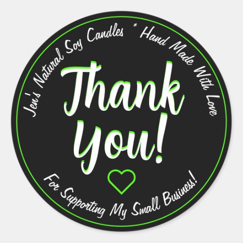 Bright Green Neon Black Thank You Product Labels 