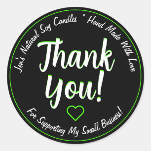 Bright Green Neon Black Thank You Product Labels 