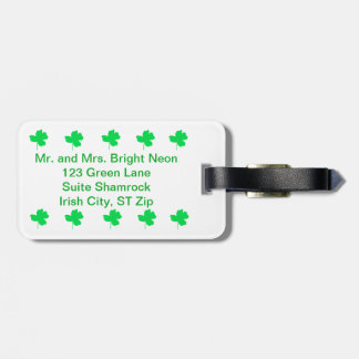 Bright Green Neon Shamrock Personalize Luggage Tag