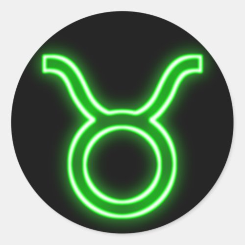 Bright Green Neon _ Taurus the Bull Star Sign Classic Round Sticker