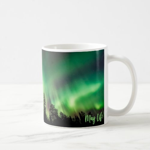 Bright Green Northern Lights Photo Mug