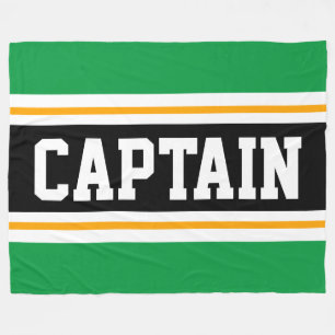 Bright Green Orange Black CAPTAIN Racing Stripes Fleece Blanket