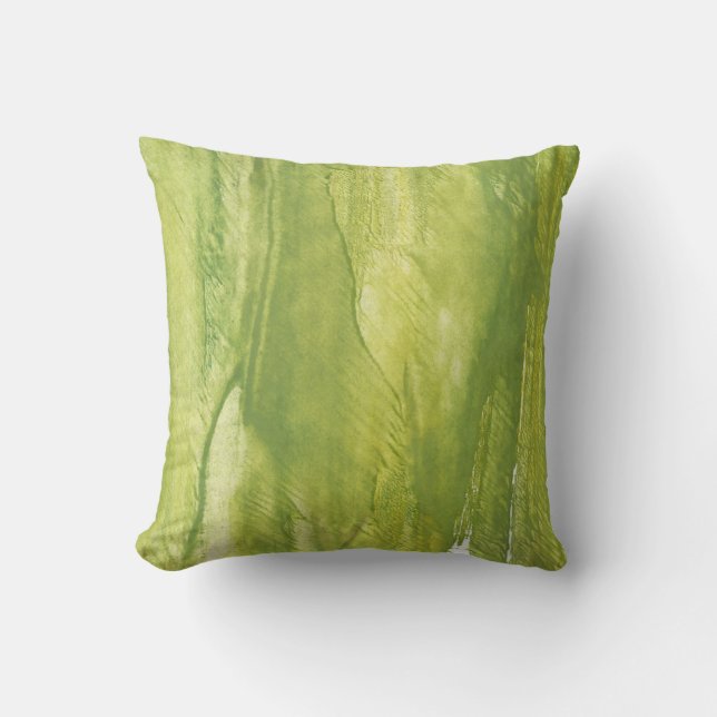 Bright green painting art throw pillow (Front)