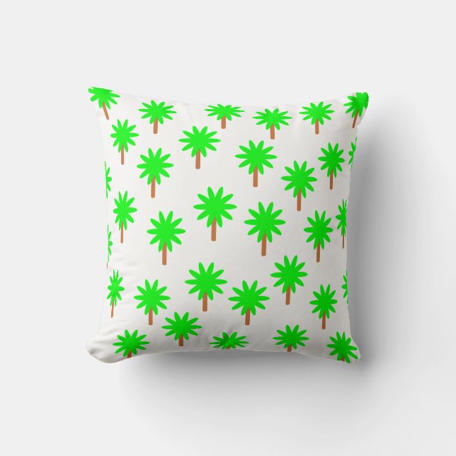 Bright Green Palm Tree Design Throw Pillow (Front)