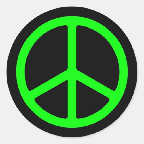 Bright Green Peace Sign Classic Round Sticker