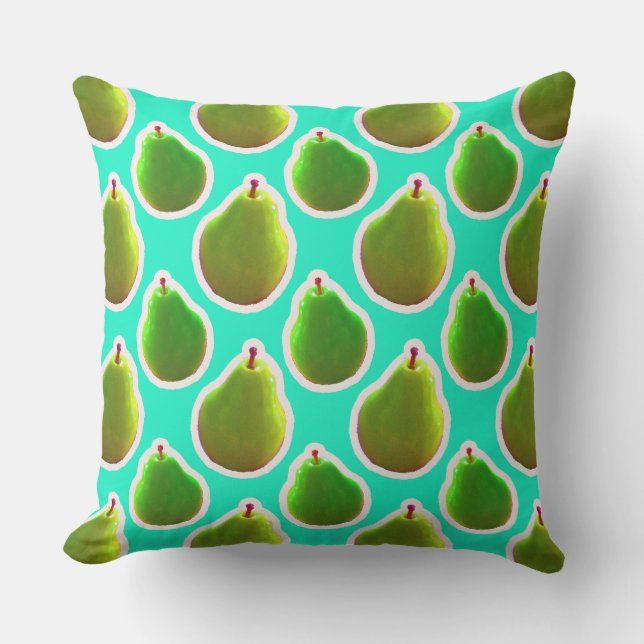 Bright Green Pears Throw Pillow (Front)