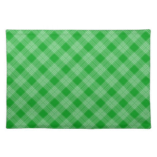 Bright Green Plaid Checked Pattern Cloth Placemat