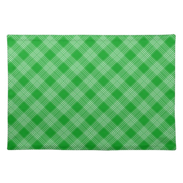 Bright Green Plaid Checked Pattern Cloth Placemat (Front)