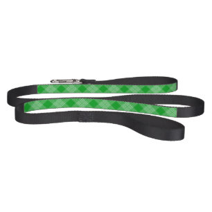 Bright Green Plaid Checked Pattern Pet Leash