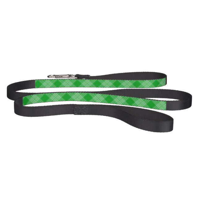 Bright Green Plaid Checked Pattern Pet Leash (Full)
