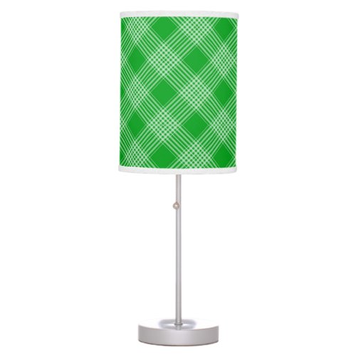 Bright Green Plaid Checked Pattern Table Lamp