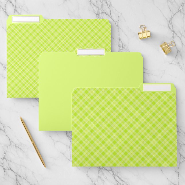 Bright green plaid file folder (Set)