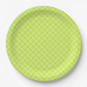Bright green plaid paper plates