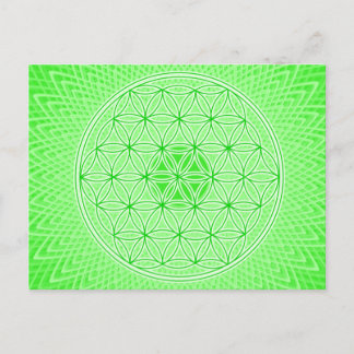 Bright Green Psychedelic Sacred Geometry Mandala Postcard