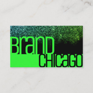 Bright Green Rainbow Sparkle Bold Font Glamour Business Card
