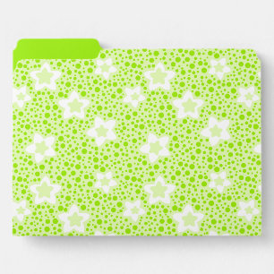 Bright green retro polka dots with floral pattern file folder