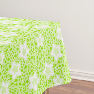 Bright green retro polka dots with floral pattern tablecloth