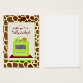 Bright Green Retro Stove & Giraffe Recipe Cards (Front & Back)