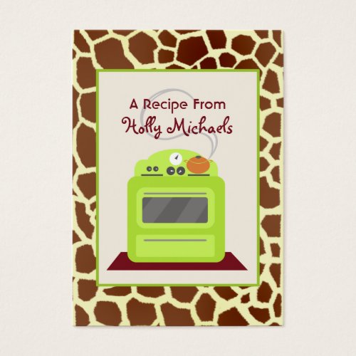 Bright Green Retro Stove &amp; Giraffe Recipe Cards Business Card