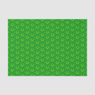 BRIGHT GREEN ROWS OF IRISH CELTIC HORSESHOES TISSUE PAPER