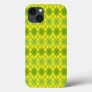 Bright green Scottish Tartan-Pattern iPhone 13 Case