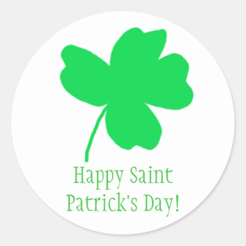 Bright Green Shamrock Happy Saint Patricks Sticker