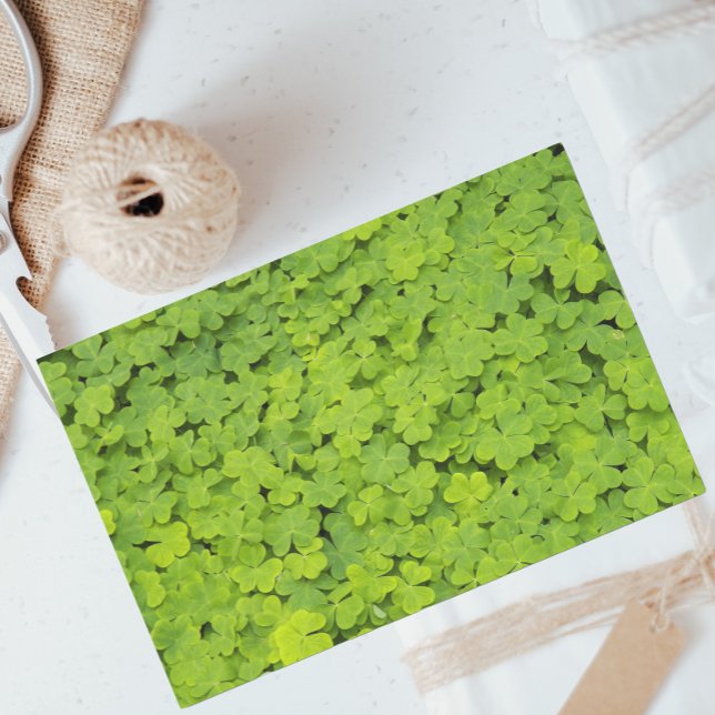Bright Green Shamrocks Floral Tissue Paper (In Situ)