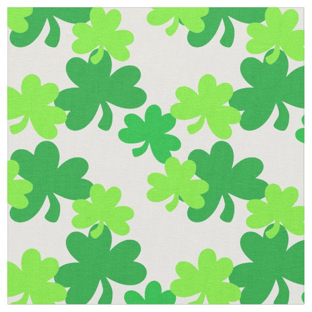 Bright Green Shamrocks St. Patrick's Day Fabric (Close Up)