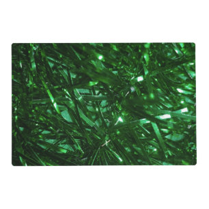 bright green shiny christmas tree tinsel placemat