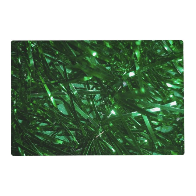 bright green shiny christmas tree tinsel   placemat (Front)