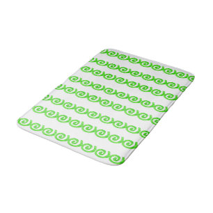 Bright green spirals pattern on white bath mat