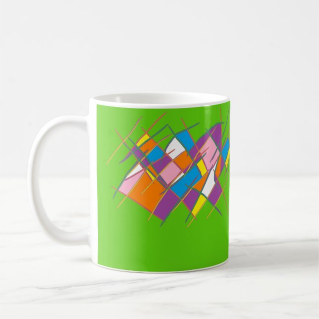 Bright green splash multi colors design coffee mug (Left)