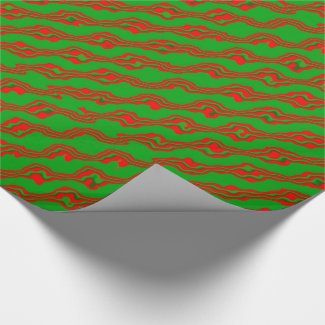 Bright Green Squiggles on Red Background gift wrap