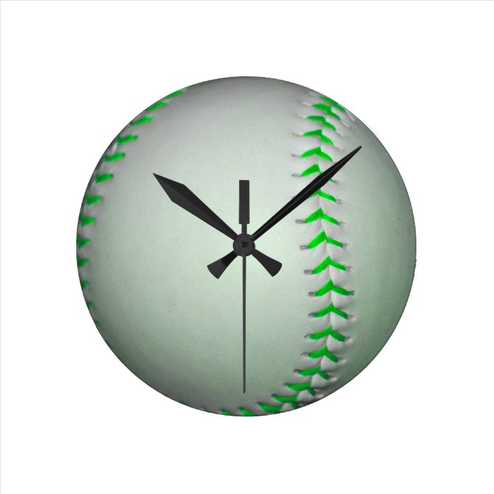 Bright Green Stitches Baseball Wall Clock