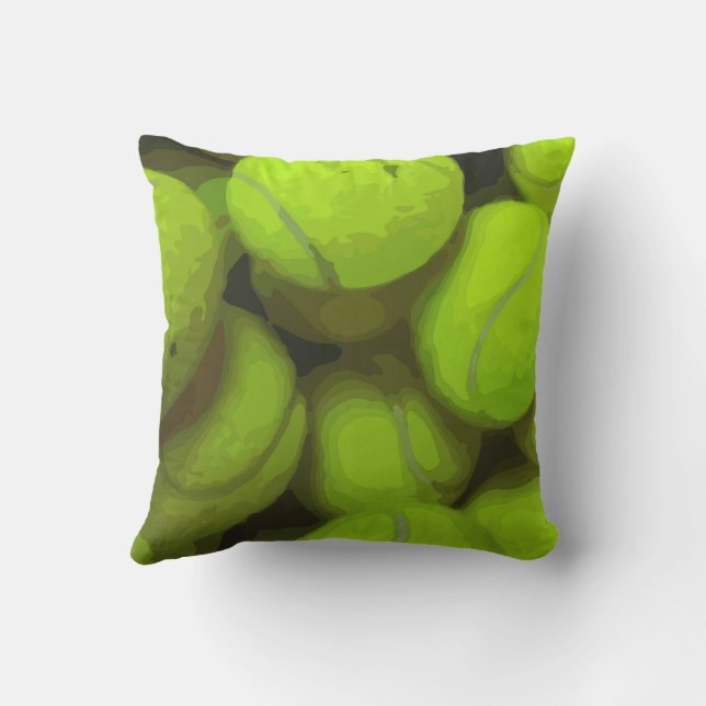 Bright green tennis balls throw pillow (Back)