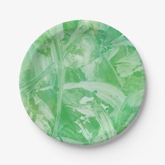 Bright Green Textured  Paper Plates (Front)