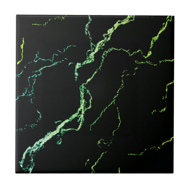 Bright Green Vein Marble Look Ceramic Tile (Front)