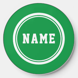 Bright Green White Rim Racing Stripes Retro Text Wireless Charger