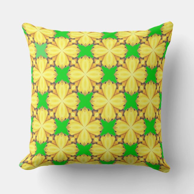 Bright Green with Banana Yellow Leaflets  Throw Pillow (Front)