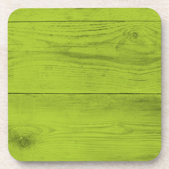 Bright green wood structure as a background textur drink coaster (Front)